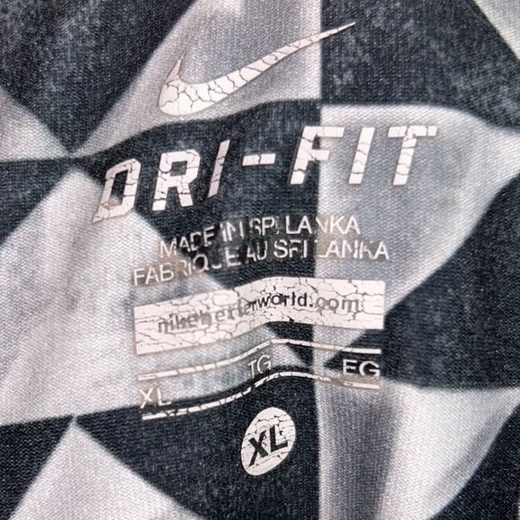 Nike Dri-Fit Leggings Cropped Geometric Print High Rise Thick Workout Pants - Picture 9 of 9